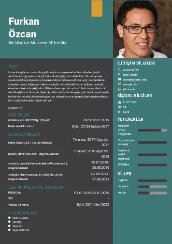 Metalürji Ve Malzeme Mühendisliği Cv Örnekleri cv indir